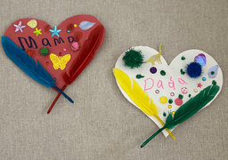 Finished craft materials arranged after a Wonder Mom Box activity