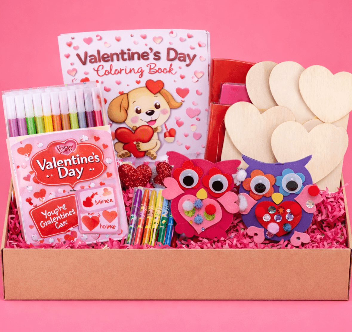 Wonder Mom Box Valentine's Day edition with heart-themed crafts and activities